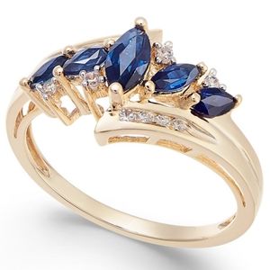 Beautiful sapphire and diamond ring set in 14k YG size 4.75